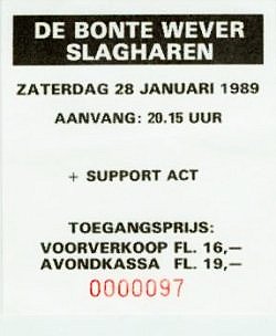 Golden Earring show ticket Slagharen - Bonte Wever January 28, 1989